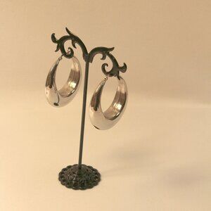 Silver Stainless Steel Hoop Earrings 40x45mm